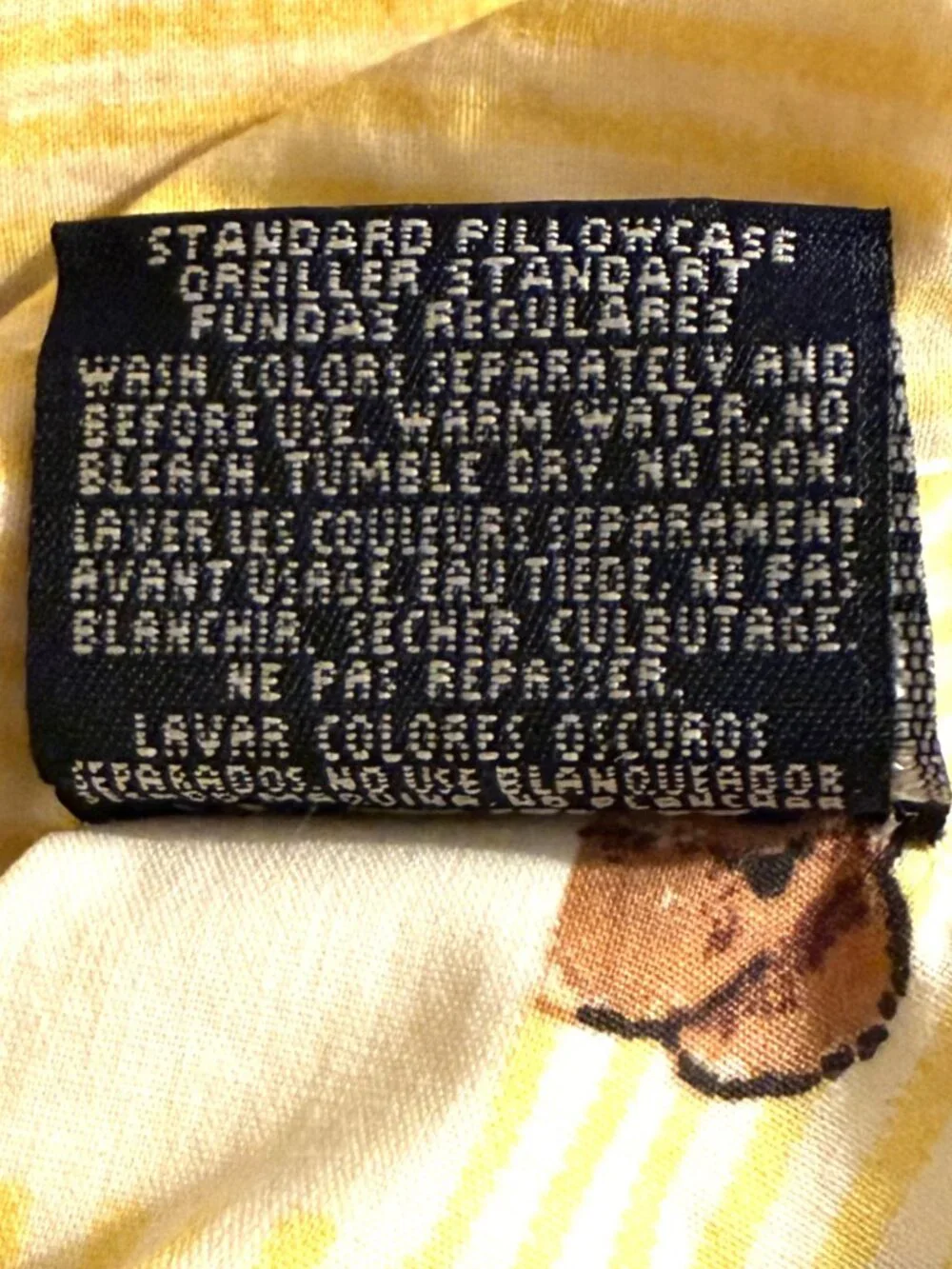 Ralph Lauren Yellow Stripe Lauren Bear Standard Single Pillowcase Vintage Preppy